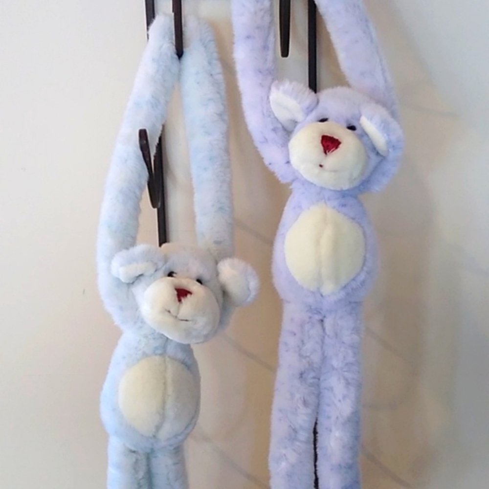 Monkey Plush Hug & Hang With Me! 1 Light Purple & 1 Light Blue. Stuffed Animal